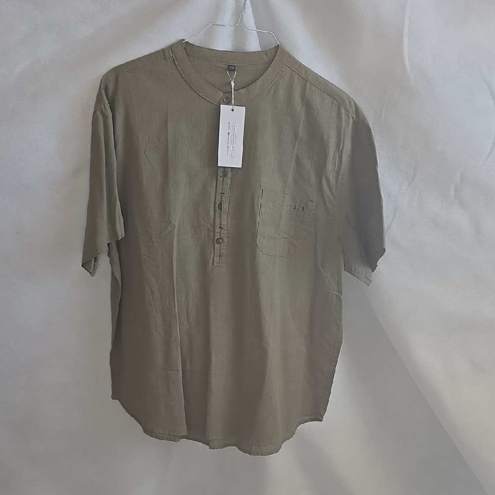 Men's Casual Khaki Button Down Shirt